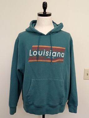 State of Mine Louisiana Teal Graphic Pullover Hoodie Size  XL